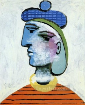  Marie Lienzo - Marie Therese au beret bleu Retrato de mujer 1937 Cubismo